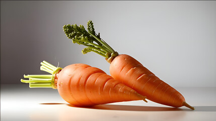 Two carrots on a white background.