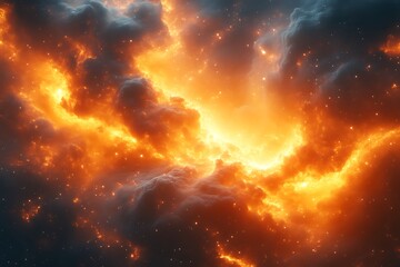 Fiery cosmic clouds glowing intensely.
