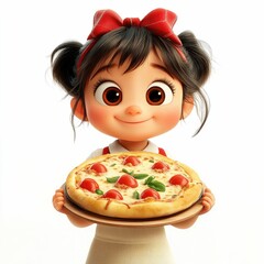 the picture of the girl with the hot pizza