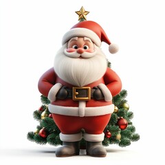 Santa Claus with a decorated Christmas tree