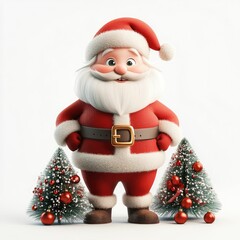 Santa Claus with a decorated Christmas tree