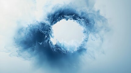 Abstract Blue Swirling Cloud Forms a Circular Opening