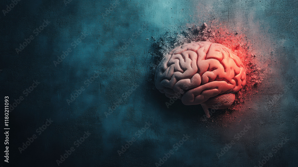 Poster let go of your mind, a surreal image of a glowing crystal brain dissolving into soft hues, represent