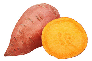 Sweet Potato, yam, isolated on white background, full depth of field