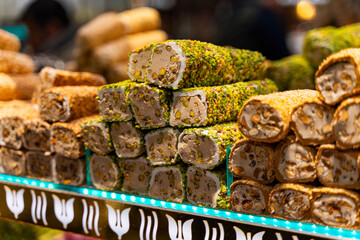 Turkish delight - Lokum - is displayed at Mısır Çarşısı, Egyptian Bazaar, Istanbul