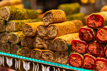 Turkish delight - Lokum - is displayed at Mısır Çarşısı, Egyptian Bazaar, Istanbul