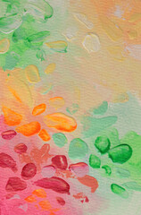 Art oil, Acrylic smear brush stroke blot painting wall. Abstract texture pink, neon, beige pastel color stain background.