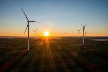 Wind farm in Scandinavia producing renewable wind energy. Finland