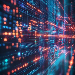 Fototapeta premium High tech abstract data flow illustrated with vibrant colorful patterns