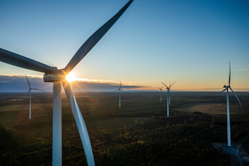 Wind farm in Scandinavia producing renewable wind energy. Finland