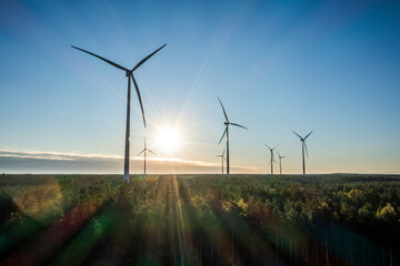 Wind farm in Scandinavia producing renewable wind energy. Finland