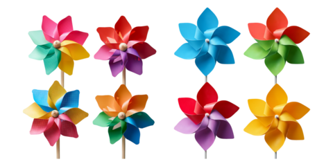 Colorful Paper Pinwheels in Various Designs and Colors
