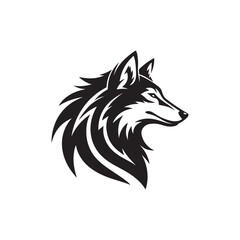 wolf silhouette vector line art logo design