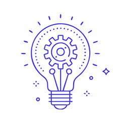 Creative illustration of a light bulb with a gear symbol for innovation and ideas