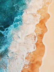 Waves gently lap against the sandy shore at a tropical beach