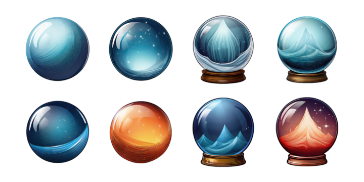 Colorful Crystal Ball Collection for Mystical and Fantasy Themes