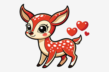 A whimsical and cute cartoon illustration of a baby deer.