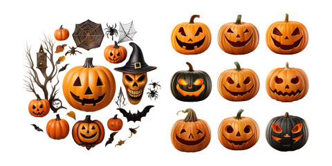 Halloween Decorations and Pumpkin Faces for Festive Celebrations