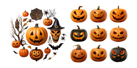 Halloween Decorations and Pumpkin Faces for Festive Celebrations