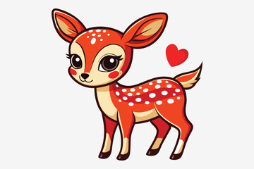 A whimsical and cute cartoon illustration of a baby deer.