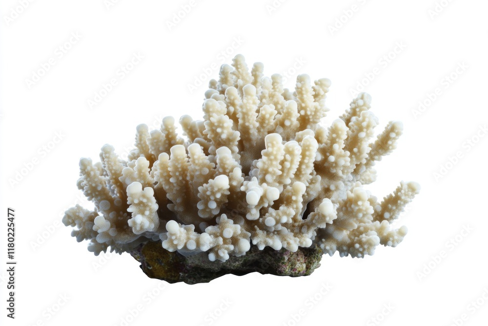 Poster a close-up view of a colorful coral on a white background, ideal for underwater or ocean-related the