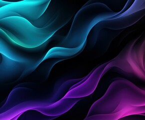 Obraz premium Abstract wave patterns in shades of blue, teal, and purple on black background