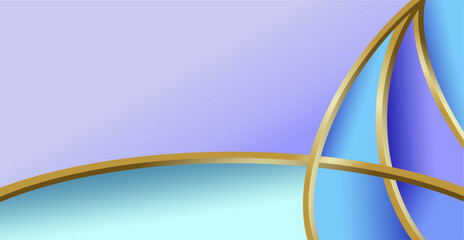 composition of empty space in blue and purple gradations with gold curved lines as background design inspiration for graphic visual arts or decorative designs in applied arts