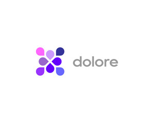 Abstract flower logo from drops. Creative beauty salon cosmetics spa logotype.  illustration.