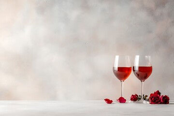 Valentine's day celebration with wine and roses romantic setting elegant atmosphere
