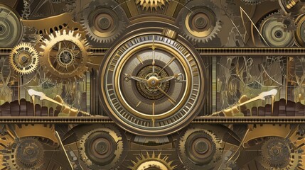 Fototapeta premium Stunning Gold Mechanical Clockwork Art Design