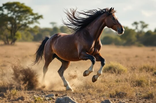 Baise Horse breed galopping in the wild