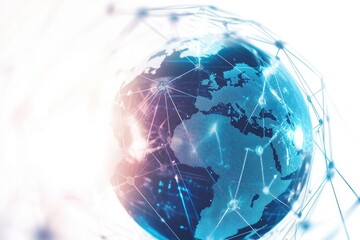 Close-up view of a globe showing geographical features such as lines and dots