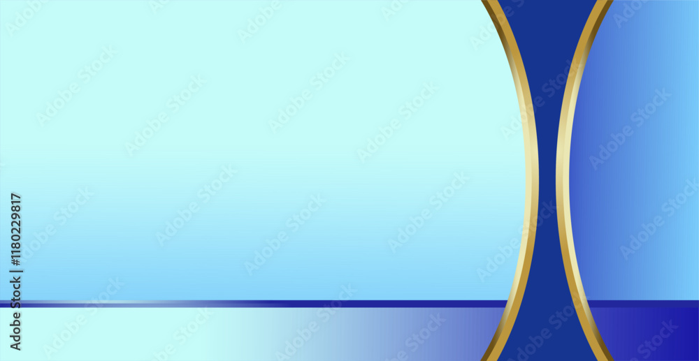 Poster a composition of empty space in gradient blue with gold curved lines as background design inspiratio