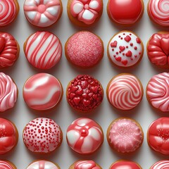 Obraz premium Valentines Heart Themed Cookies Dessert Seamless Pattern Texture