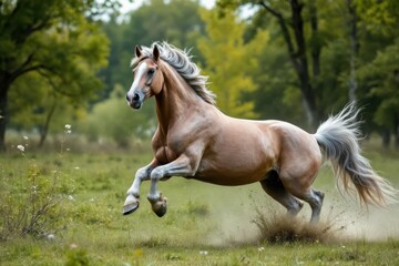 Obraz premium Bavarian Warmblood horse breed galopping in the wild