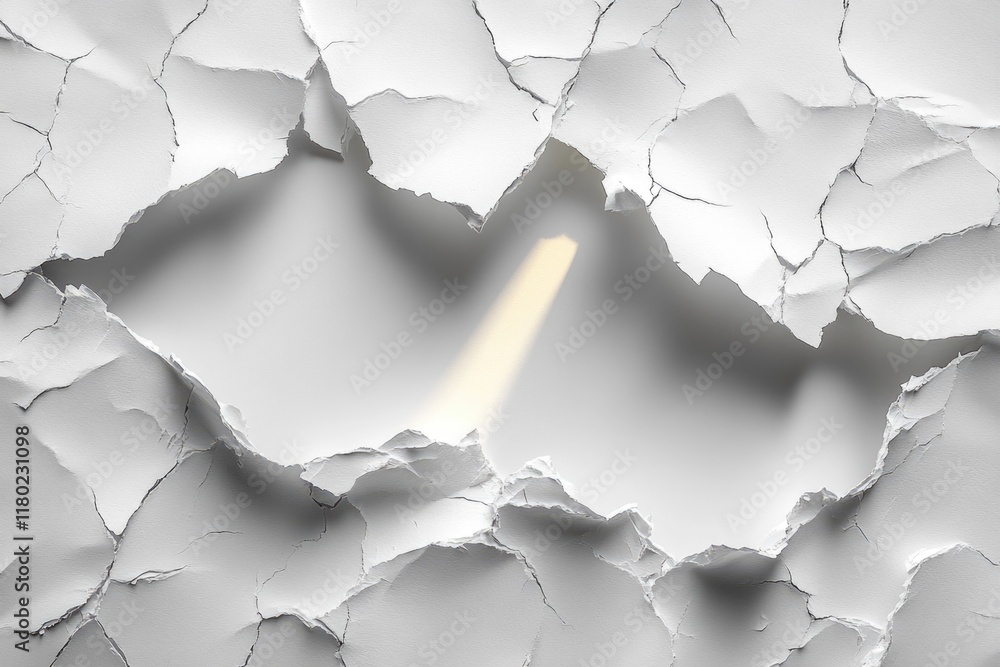 Aufkleber A close-up of a broken wall with a single light shining through, suitable for use as a symbol or metaphor in various contexts