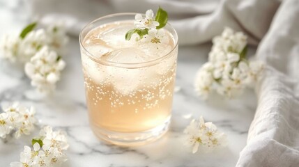 A chilled glass of elderflower lemonade.