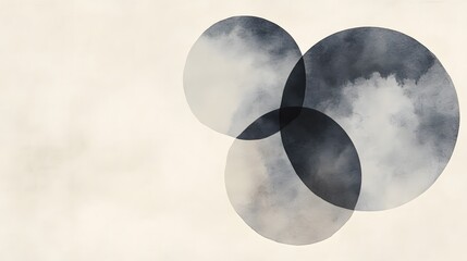 Abstract Watercolor Painting of Overlapping Circles