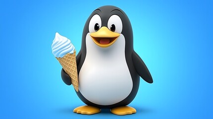 Obraz premium A Penguin's Delightful Ice Cream Adventure