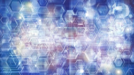 Abstract Futuristic Technology Art with Geometric Hexagons