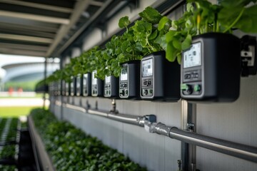High-tech irrigation control panel showcasing advanced watering management for stadium landscapes