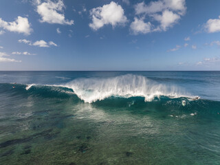 Majestic Wave Barrels with a Beautiful Beach Background - Aerial Drone View