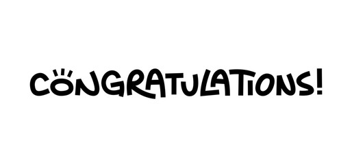 Congratulations! lettering design. Hand illustrated text. Congrats message. Calligraphic vector banner.