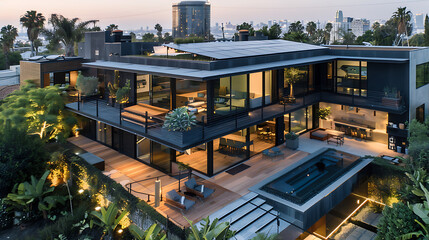 Fototapeta premium urban home structure with solar system