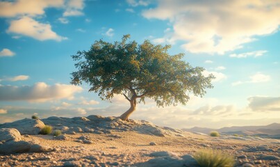 Fototapeta premium An acacia tree, a symbol of resilience in arid environments.