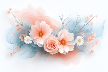 Obraz premium Valentine's day floral love arrangement beautiful nature digital art soft colors