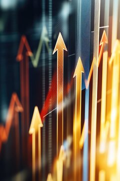 A close-up shot of a chart with arrows showing financial data analysis