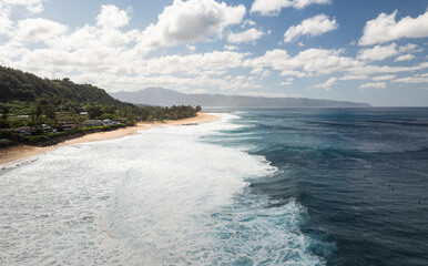 Majestic Wave Barrels with a Beautiful Beach Background - Aerial Drone View