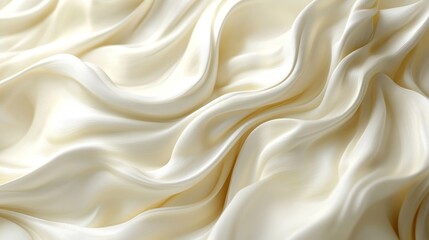 Fototapeta premium A close-up of soft, flowing ivory fabric with gentle waves and folds.