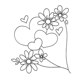 Love Symbol and Valentine Outline drawing Illustration 